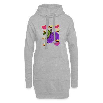 Prunes aux cœurs d’abeille - Sweat-shirt à capuche long Femme - gris chiné - Devant