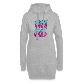 Work Hard Play Hard Neon Spaß - Hoodie-Kleid - Grau meliert - Vorne