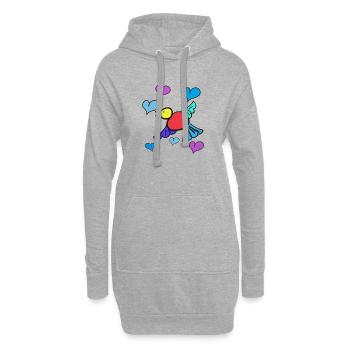 Vogel mit Herzen Kind Kinder Frühling - Hoodie-Kleid - Grau meliert - Vorne