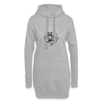 Bleiben Sie Trashig. Lustiger Waschbär - Hoodie-Kleid - Grau meliert - Vorne