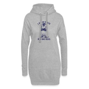 Chemise drôle de pingouin Mauvaises idées Humour - Sweat-shirt à capuche long Femme - gris chiné - Devant