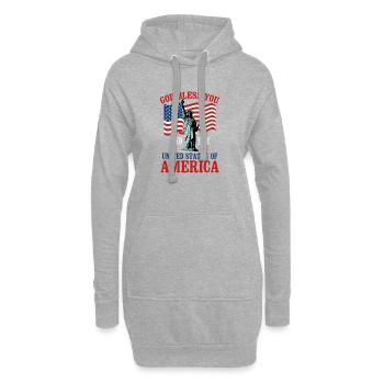 God Bless USA Patriotic Statue Liberty Flag Design - Hoodie-Kleid - Grau meliert - Vorne