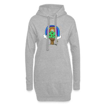 Baum Regenbogen Kind Vogel Märchen - Hoodie-Kleid - Grau meliert - Vorne