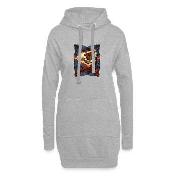 Vintage Adler Flagge Emblem mit Gewehr - Hoodie-Kleid - Grau meliert - Vorne
