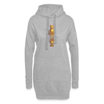 Orangener Katzenkünstler am Wasserspiegel - Hoodie-Kleid - Grau meliert - Vorne