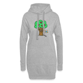 Apfelbaum Baum Natur  Vogel - Hoodie-Kleid - Grau meliert - Vorne