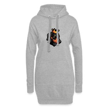 Dachshund Hund Dackel Krone - Hoodie-Kleid - Grau meliert - Vorne