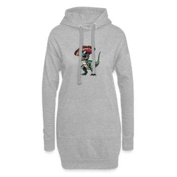 Dinosaurier T-Rex Lustig Sombrero - Hoodie-Kleid - Grau meliert - Vorne