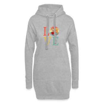 Liebeshund Retro Buntes Herz - Hoodie-Kleid - Grau meliert - Vorne