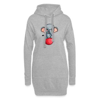Elefant mit Ball - Hoodie-Kleid - Grau meliert - Vorne