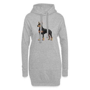 Doberman - Sweat-shirt à capuche long Femme - gris chiné - Devant