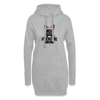 Maman Frenchie Maman Bouledogue Français cool - Sweat-shirt à capuche long Femme - gris chiné - Devant