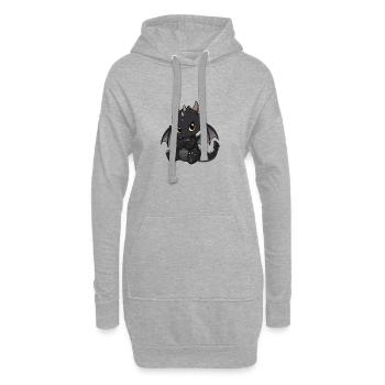 Kleiner Schwarzdrache mit Flügeln - Hoodie-Kleid - Grau meliert - Vorne