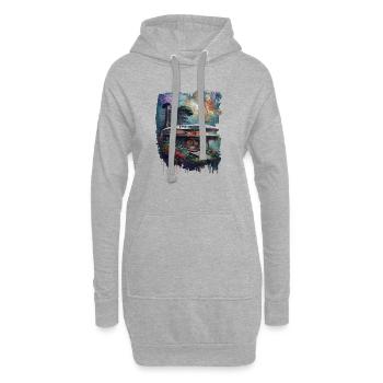 HORS DE LA GALAXIE - Architecture surréaliste de la jungle - Sweat-shirt à capuche long Femme - gris chiné - Devant