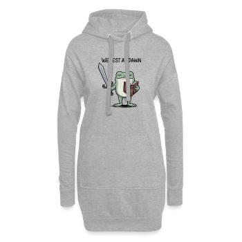 Chevalier Grenouille de l’Aube : Épée & Livre - Sweat-shirt à capuche long Femme - gris chiné - Devant