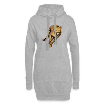Motif sauvage à imprimé léopard - Sweat-shirt à capuche long Femme - gris chiné - Devant
