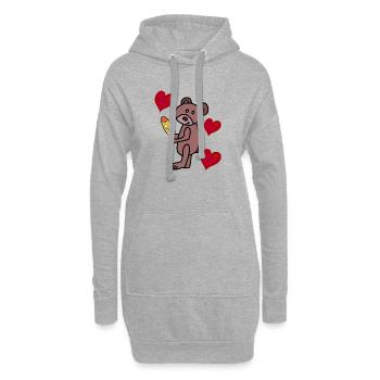 Teddy Eis Eiskrem Kinder Kind  Bär Herzen - Sweat-shirt à capuche long Femme - gris chiné - Devant