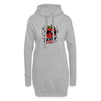 Fraise drôle et cool avec des lunettes de soleil et - Sweat-shirt à capuche long Femme - gris chiné - Devant