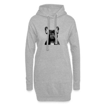 Portrait réaliste du bouledogue français - Sweat-shirt à capuche long Femme - gris chiné - Devant