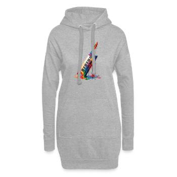 Keytar mit tropfenden Farben - Hoodie-Kleid - Grau meliert - Vorne