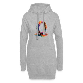 Tamburin mit tropfender Farbe - Hoodie-Kleid - Grau meliert - Vorne
