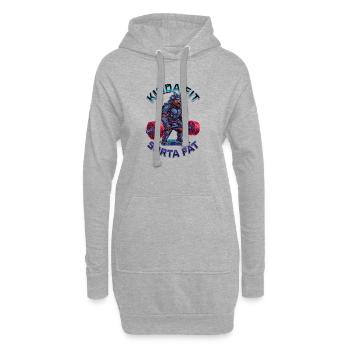 Plutôt en forme, un peu gros ours en haltérophilie - Sweat-shirt à capuche long Femme - gris chiné - Devant