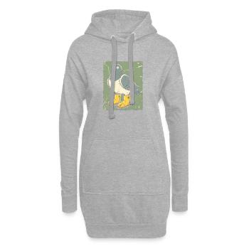 Taube mit Gelben Stiefeln - Hoodie-Kleid - Grau meliert - Vorne