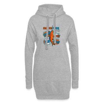 Komm her Fischi Lustiges Wels Angeln Comic - Hoodie-Kleid - Grau meliert - Vorne
