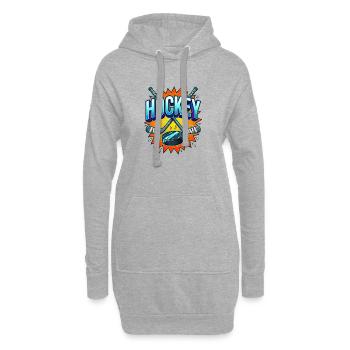 Eishockey Comic Style Schläger und Puck - Hoodie-Kleid - Grau meliert - Vorne