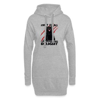 Freche schwarze Katze Goblin Mode Katzenwahnsinn  - Hoodie-Kleid - Grau meliert - Vorne