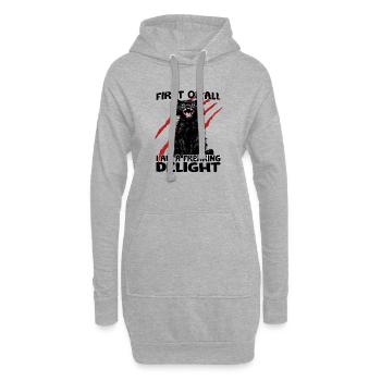 Kratzmonster Katze schwarze Katze Zoomies Chaos - Hoodie-Kleid - Grau meliert - Vorne