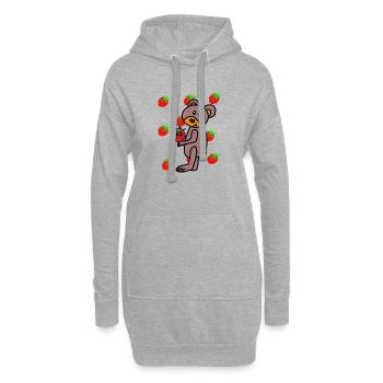 Erdbeere Teddy Kinder Bär  - Hoodie-Kleid - Grau meliert - Vorne