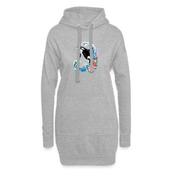  Orca Welle Mit Tropischen Hibiskusblüten Sommer - Hoodie-Kleid - Grau meliert - Vorne