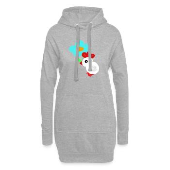 Printemps des Enfants Poulet Fleurs - Sweat-shirt à capuche long Femme - gris chiné - Devant