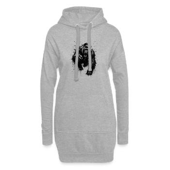 Dunkler Gorilla Sprühdruck - Hoodie-Kleid - Grau meliert - Vorne