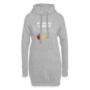 Mon nouveau rein est ici en bas - Sweat-shirt à capuche long Femme - gris chiné - Devant