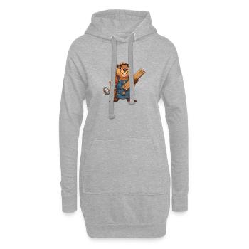 Biber Bauarbeiter mit Holzlatten - Hoodie-Kleid - Grau meliert - Vorne