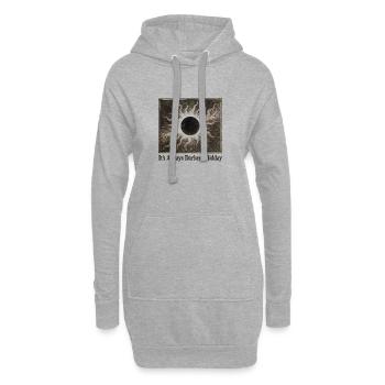 Dunkelster Mittag | Sonnenfinsternis - Hoodie-Kleid - Grau meliert - Vorne