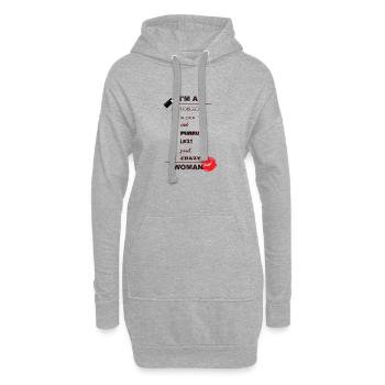 Inscription drôle avec rouge à lèvres rouge et lèvres - Sweat-shirt à capuche long Femme - gris chiné - Devant