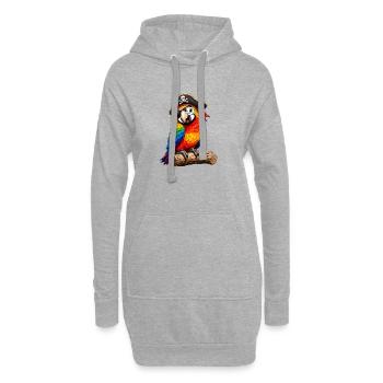 Piratenpapagei Regenbogenfeder - Hoodie-Kleid - Grau meliert - Vorne