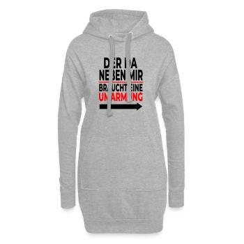 Umarmung: Rote Linie Schriftdesign - Hoodie-Kleid - Grau meliert - Vorne