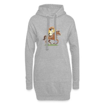 Chat cowboy à cheval - Sweat-shirt à capuche long Femme - gris chiné - Devant