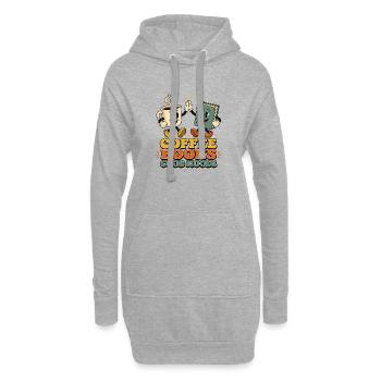 Coffee Books Good Moods Retro Leseratte - Hoodie-Kleid - Grau meliert - Vorne