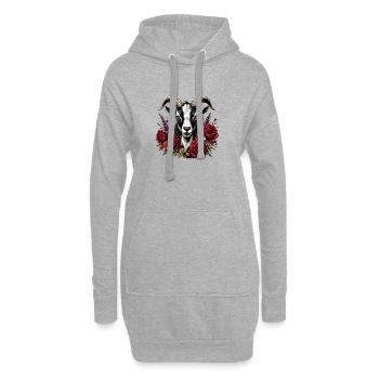 Tête de chèvre avec couronne de chapelet - Sweat-shirt à capuche long Femme - gris chiné - Devant