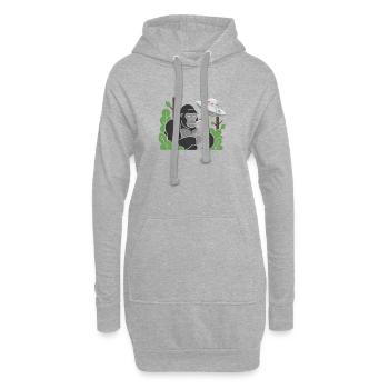 Gorilla und Alien im Dschungel-UFO - Hoodie-Kleid - Grau meliert - Vorne