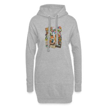 Schulanfang 2027 Fuchs Hallo Schule - Hoodie-Kleid - Grau meliert - Vorne