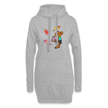 Teddy Kuchen Eis-Motiv Bär Kinder - Hoodie-Kleid - Grau meliert - Vorne