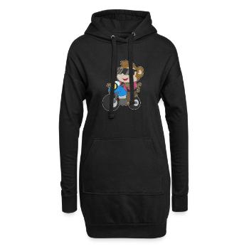 Affe Motorrad - Hoodie-Kleid - Schwarz - Vorne
