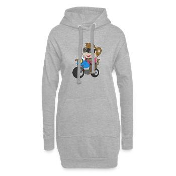 Moto Singe - Sweat-shirt à capuche long Femme - gris chiné - Devant