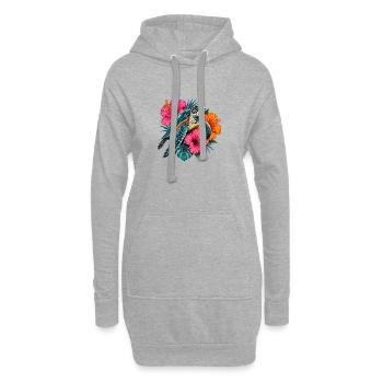 Tortue dans le design des fleurs tropicales - Sweat-shirt à capuche long Femme - gris chiné - Devant